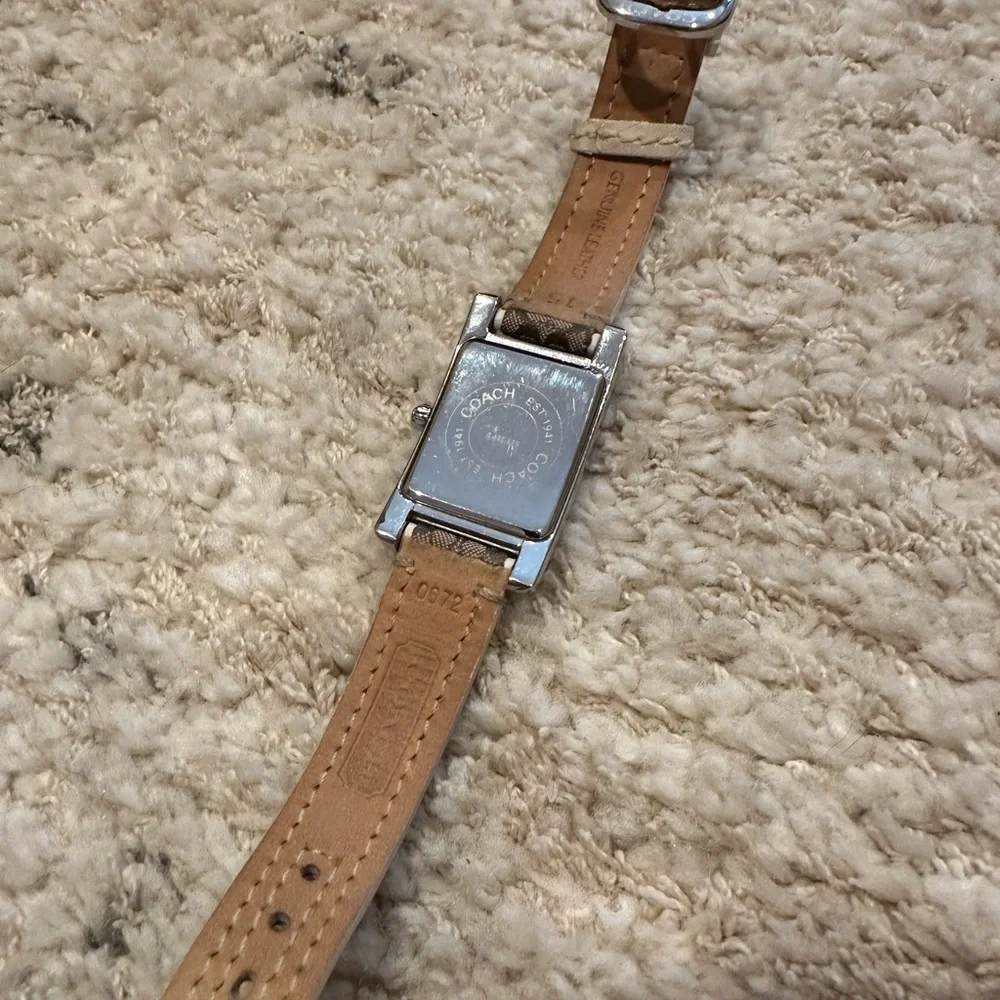 Coach Brown Patterned Watch with Silver Accents